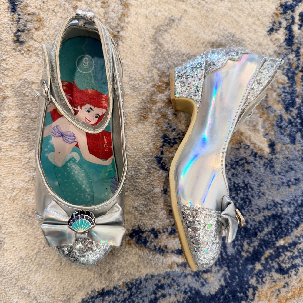 Target Silver Holographic Kids Mary Jane Shoes with Blue Insole